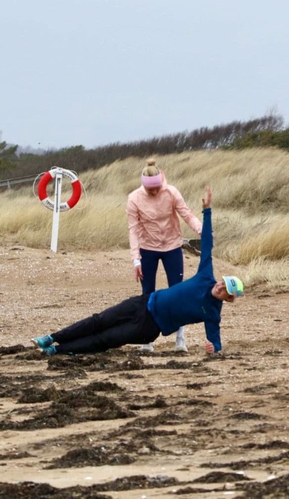 Personal training session on the beach